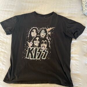 Cotton On Black KISS Kids Tee